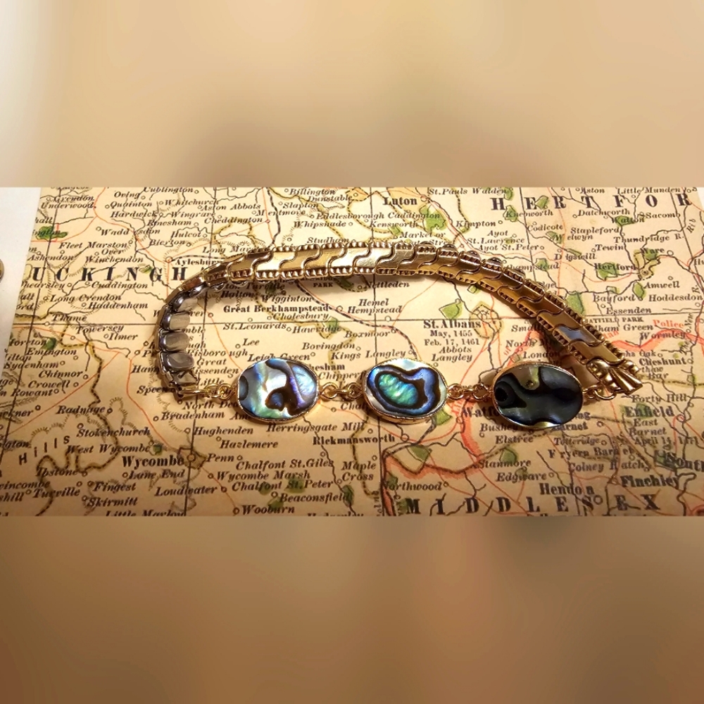Hand Crafted~Real Gold and Abalone Braclets~Be a part of the solution!